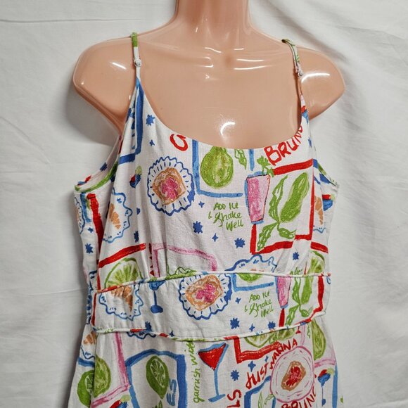 Cynthia Rowley Maxi Sun Dress Women Size XL Fruit Print Linen - Picture 3 of 13